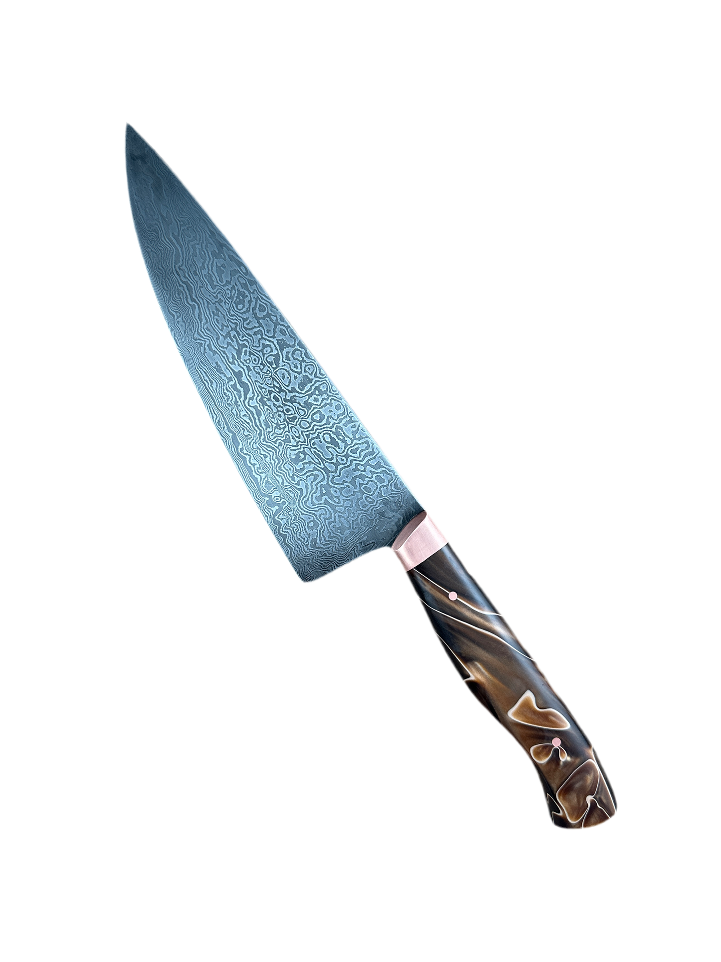 Damascus German Chef Knife – Copper Accents | Doberman Forge