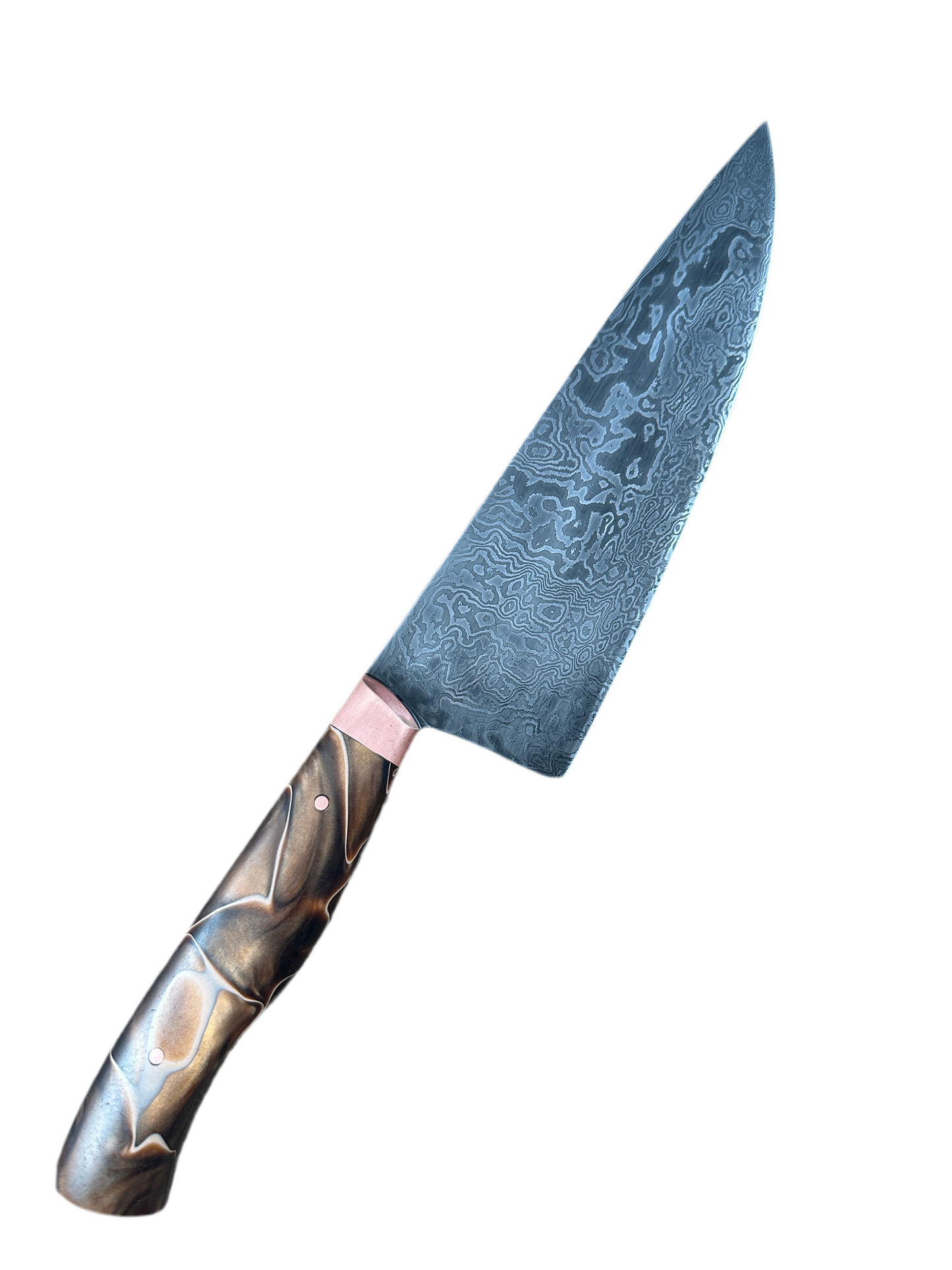 Damascus German Chef Knife – Copper Accents | Doberman Forge