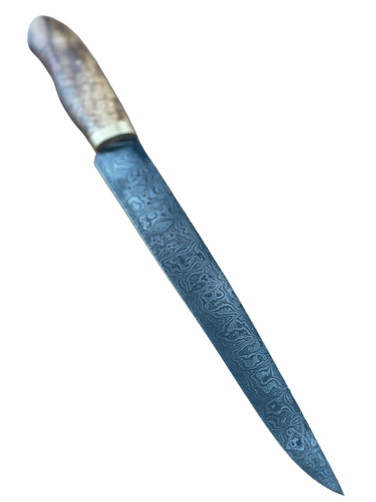 9.75" Damascus Slicer - Natural burl