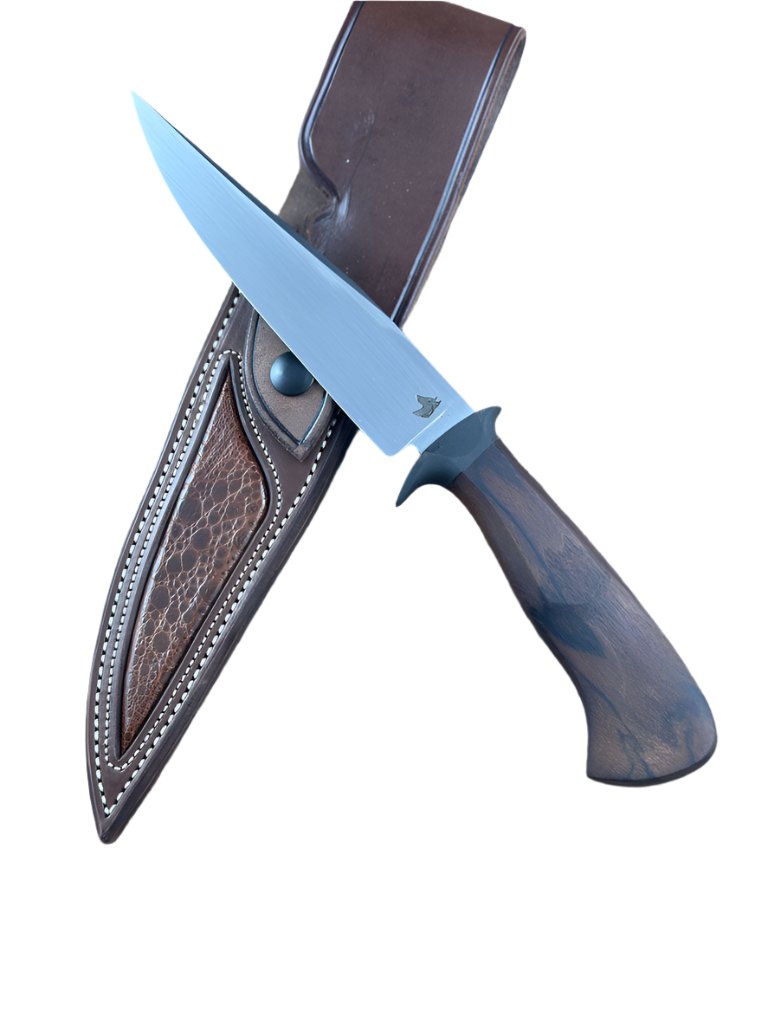 Belt carry EDC forged fighting knife with walnut handle