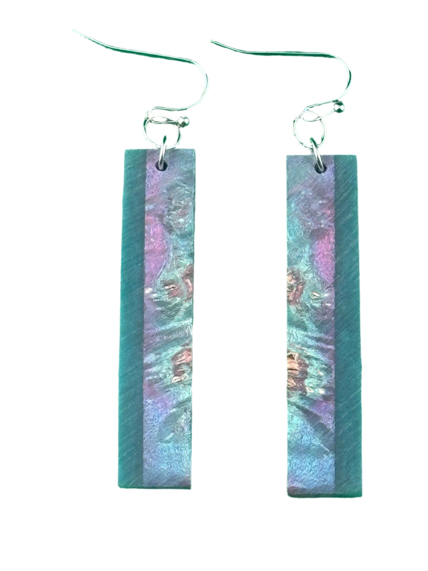 Wood Dangle Earrings - Tie-dye w/ stripe