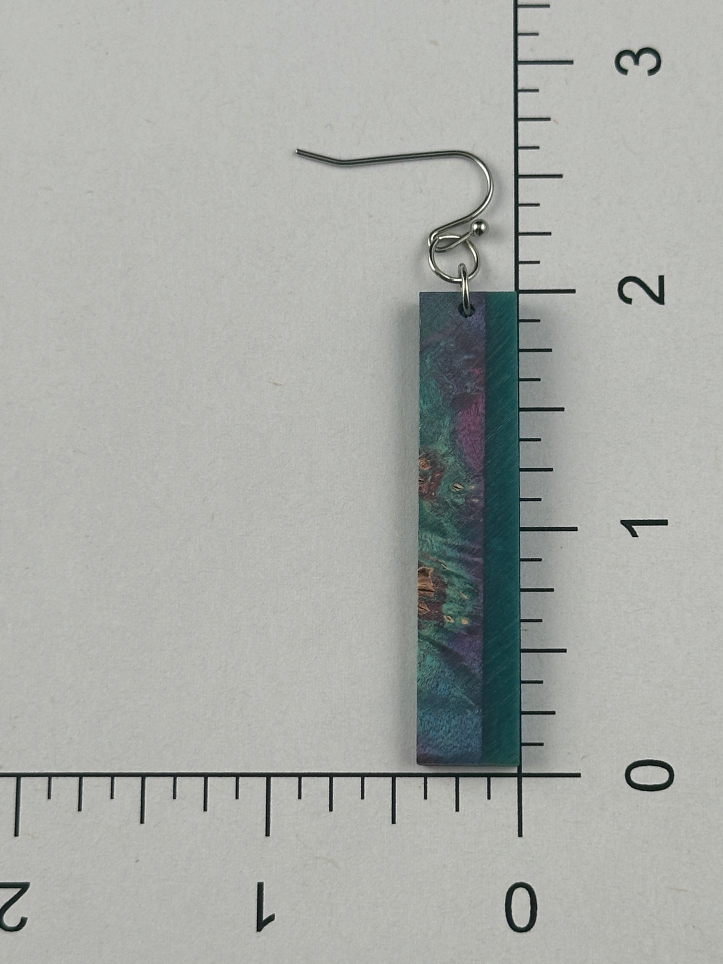 Wood Dangle Earrings - Tie-dye w/ stripe