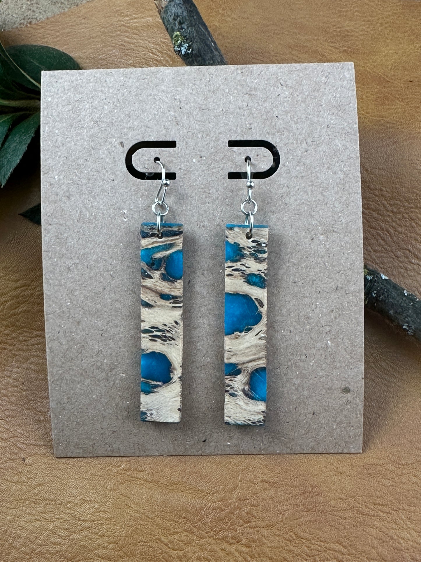 Wood Dangle Earrings - Cholla Cactus