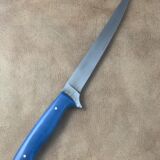 Blue Swirl Resin Perfect model Filet knife – Stiff flex w/ leather sheath