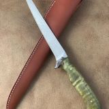 Buckeye Burl Perfect model Filet knife – Stiff flex w/ leather sheath